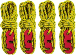 Reflective Tent Guide Rope with Aluminum Rope Tightener Tensioner Guy Line Cord Sun Shelter Camping (Color : Yellow, Size : 4m) (Yellow 4m)
