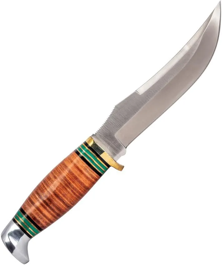 Remington R15722: Stacked Leather 10" Fixed Blade W/BRN Lthr Sheath