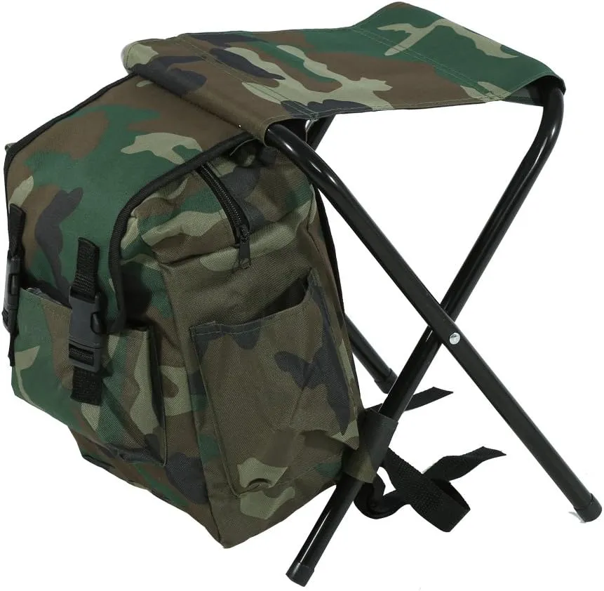 Restokki Backpack Stool Cooler Chair, Foldable Outdoor Camping Chair Fishing Stool, Portable Chair Seat, Camping Stool with Storage Bag, Fishing Gear and Equipment
