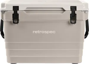 Retrospec Palisade Rotomolded 45 Qt Cooler - Fully Insulated Portable Ice Chest with Built in Bottle Opener, Tie-Down Slots & Dry Goods Basket - Large Beach, Camping & Travel Coolers - Dune