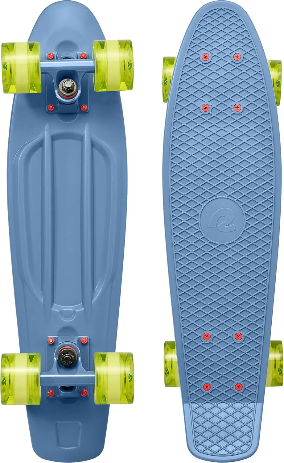Retrospec Quip Mini Cruiser Skateboard 22.5" Classic Retro Plastic Cruiser Complete Skateboard with ABEC 7 Bearings and PU Wheels Compact Board w/Grippy, Molded Waffle Deck