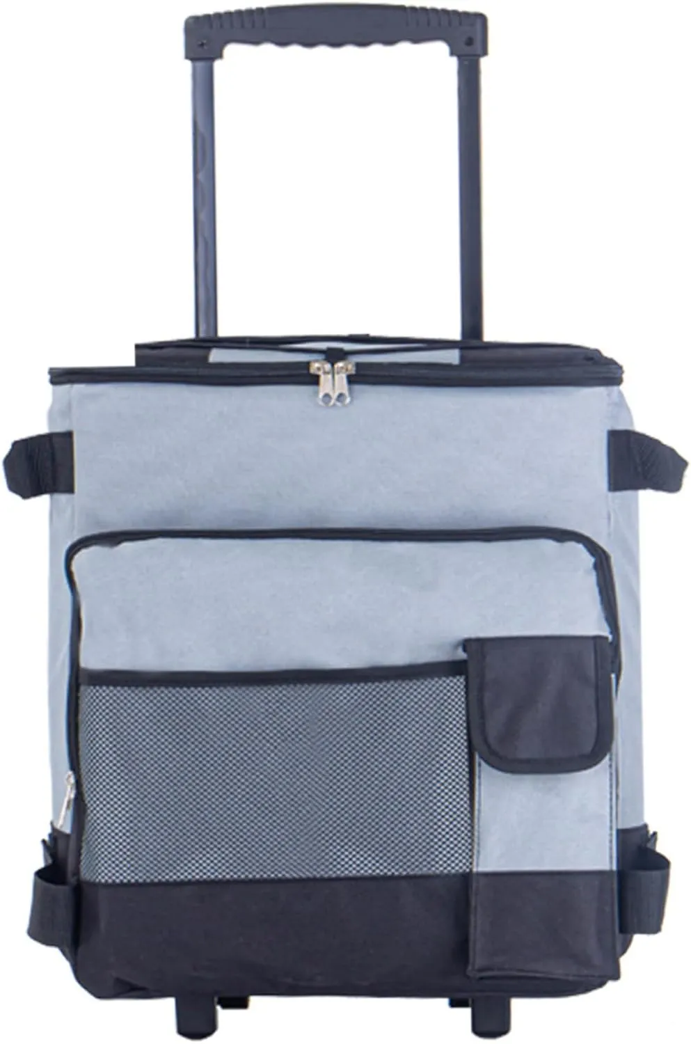 Rolling Cooler, 43L Large Cooler, Insulated Cool Bag Grey, Leakproof Cooler Trolley for Outdoor, Low Noise Rolling Cooler, Collapsible Rolling Cooler, Cooler with Wheels and Pull