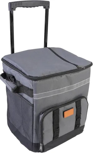 Rolling Cooler with Wheels and Handle, 35L Large Insulated Portable Soft Cooler Bag, Collapsible Leakproof Ice Chest, Outdoor Wheeled Cooler for Beach, Camping, Picnic, Travel