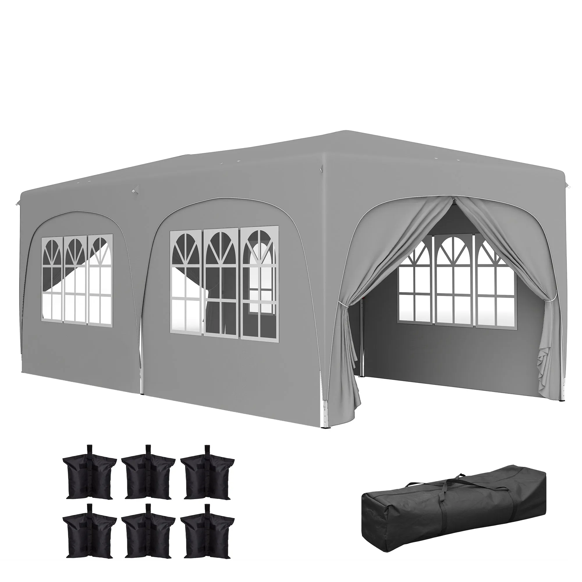Rootz 3x6m Pop-up Gazebo Pavilion - Outdoor Canopy - Garden Shelter - UPF50  UV Protection - 597cm x 300cm x 270cm