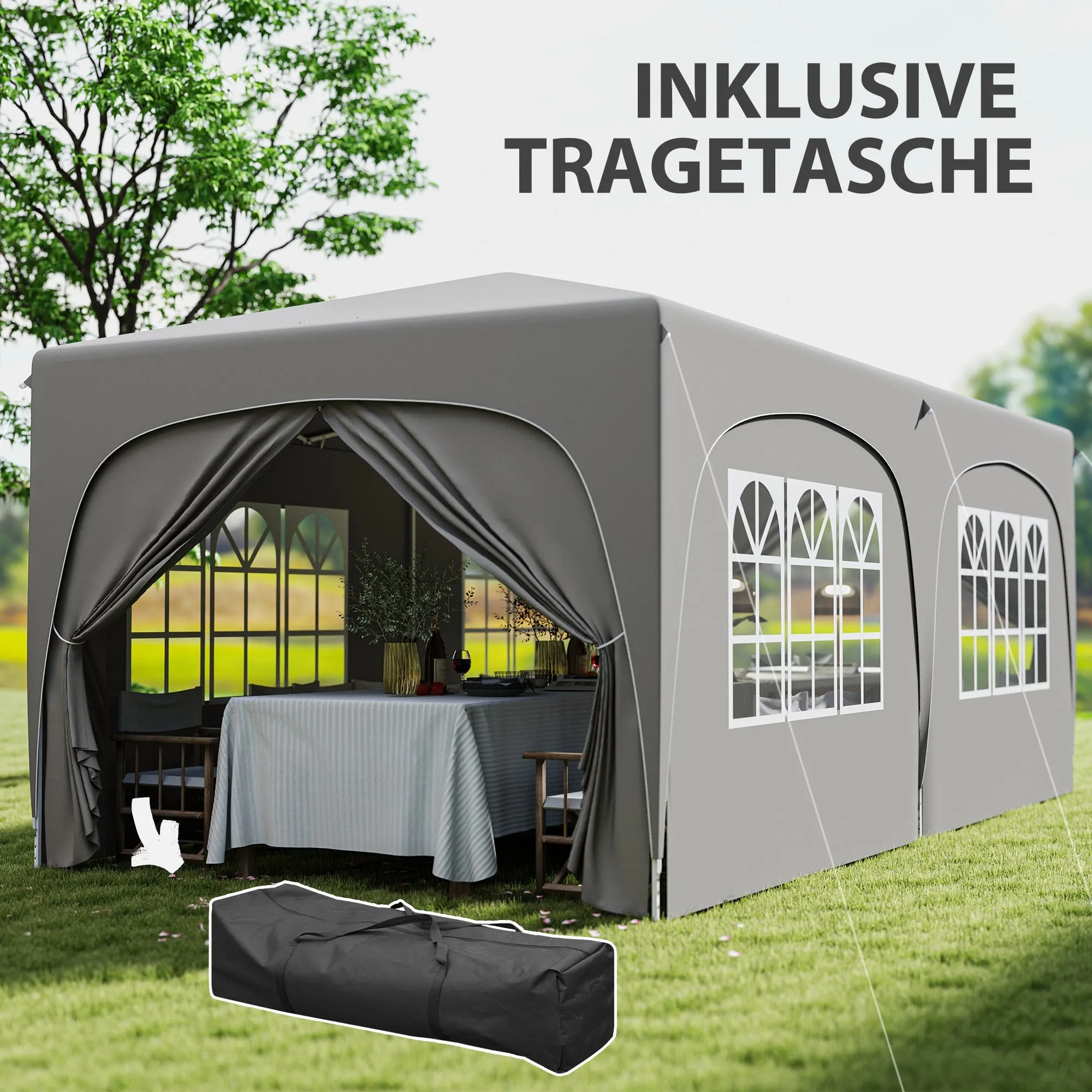 Rootz 3x6m Pop-up Gazebo Pavilion - Outdoor Canopy - Garden Shelter - UPF50  UV Protection - 597cm x 300cm x 270cm