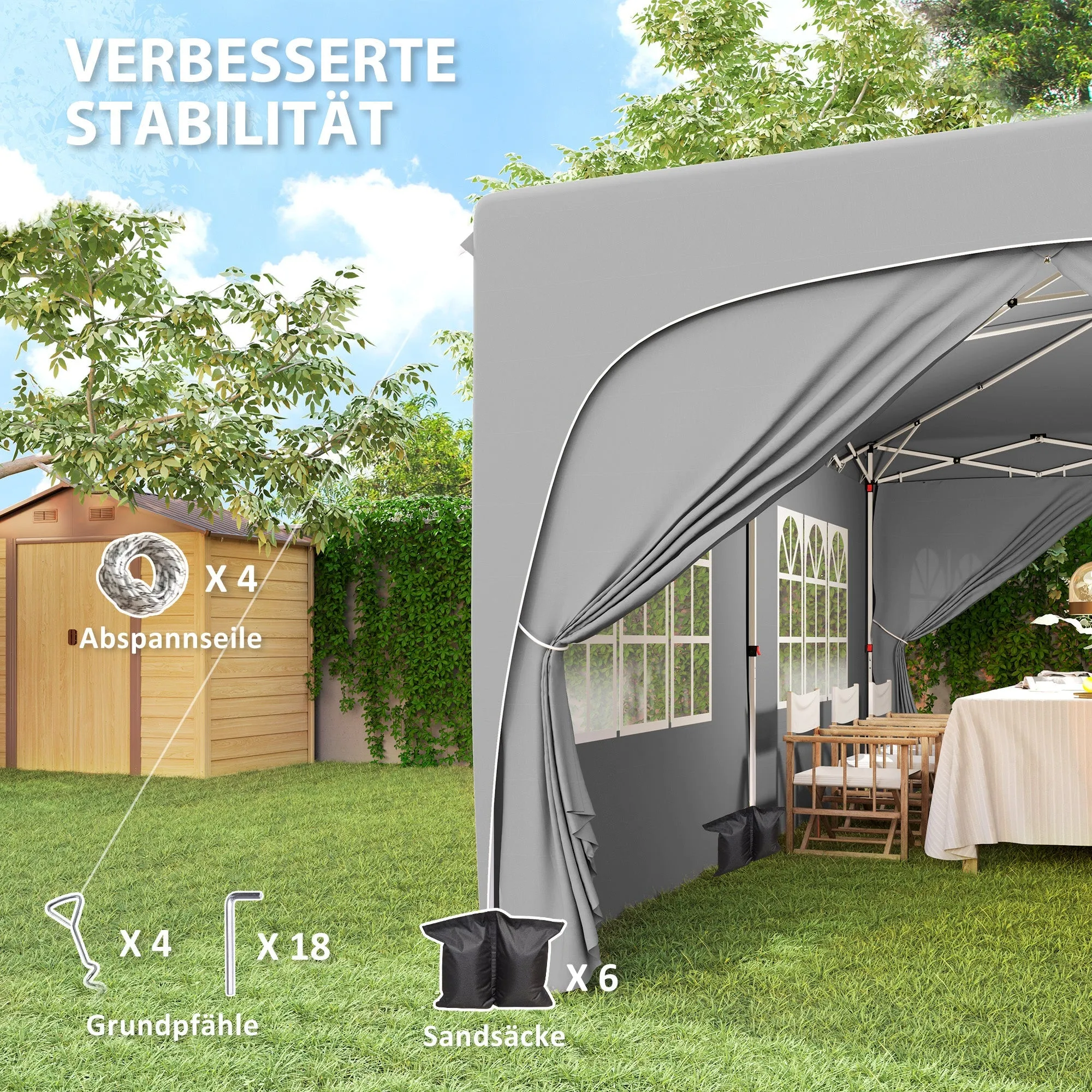 Rootz 3x6m Pop-up Gazebo Pavilion - Outdoor Canopy - Garden Shelter - UPF50  UV Protection - 597cm x 300cm x 270cm