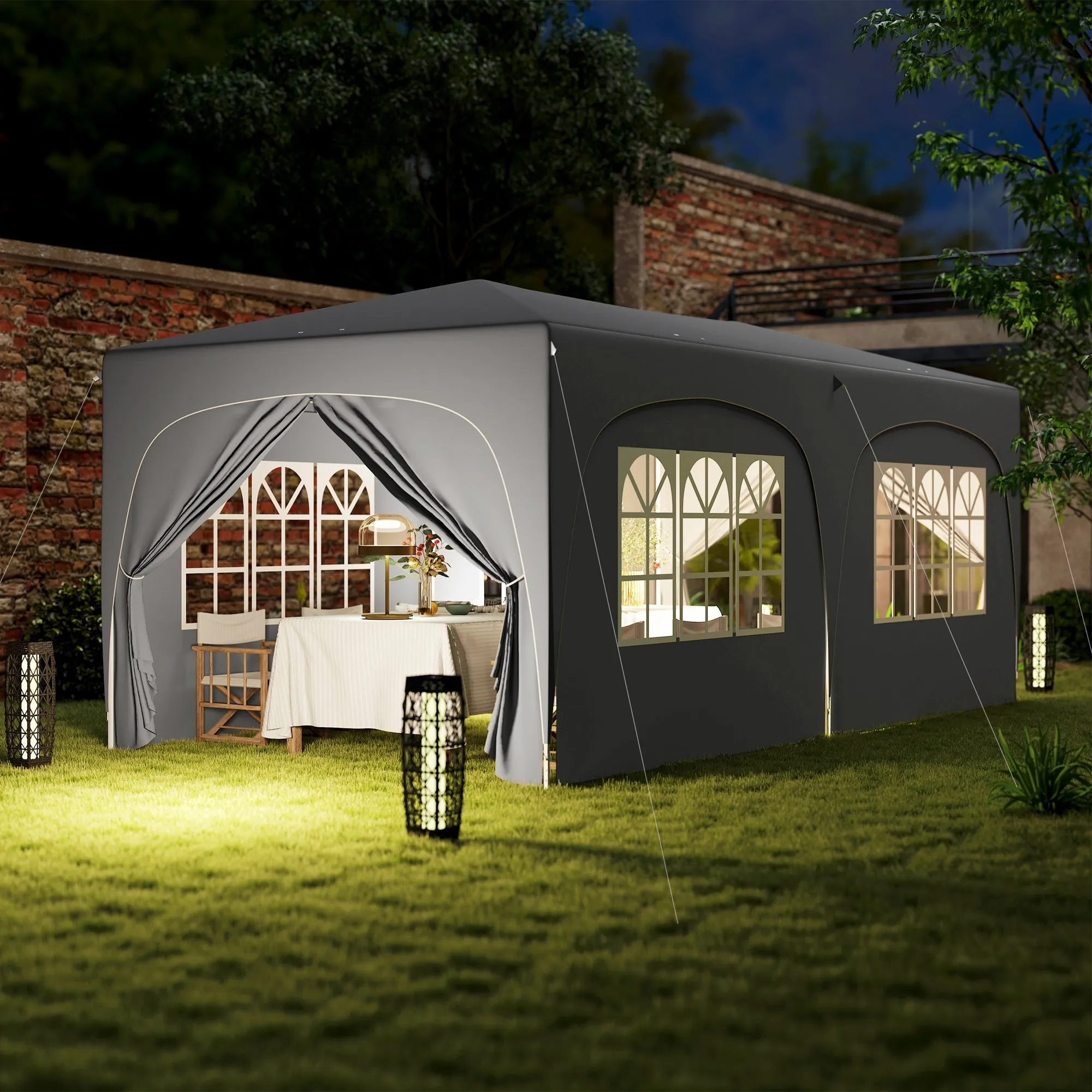 Rootz 3x6m Pop-up Gazebo Pavilion - Outdoor Canopy - Garden Shelter - UPF50  UV Protection - 597cm x 300cm x 270cm