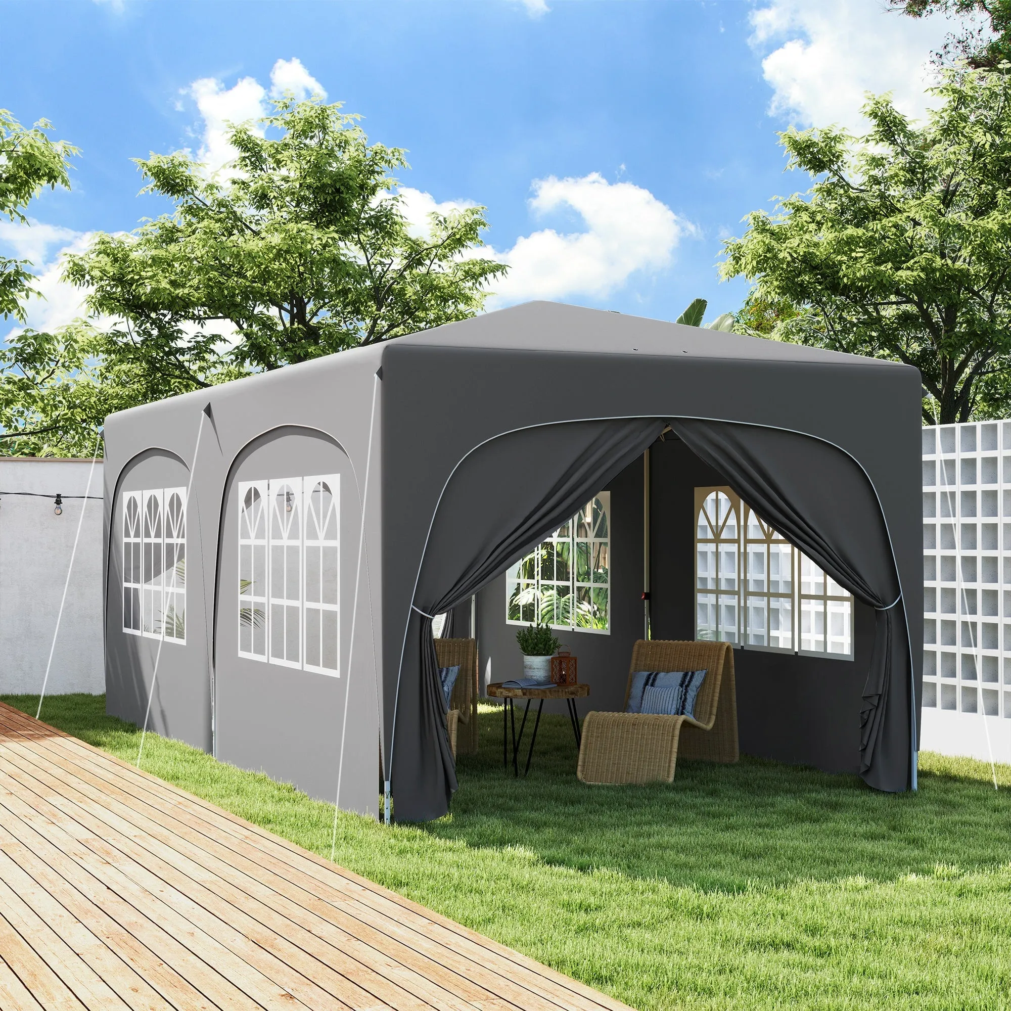 Rootz 3x6m Pop-up Gazebo Pavilion - Outdoor Canopy - Garden Shelter - UPF50  UV Protection - 597cm x 300cm x 270cm