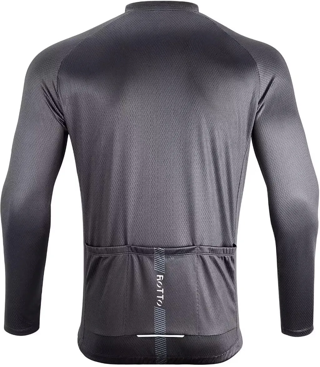 ROTTO Cycling Jersey Mens Bike Shirt Long Sleeve Simple Line Series