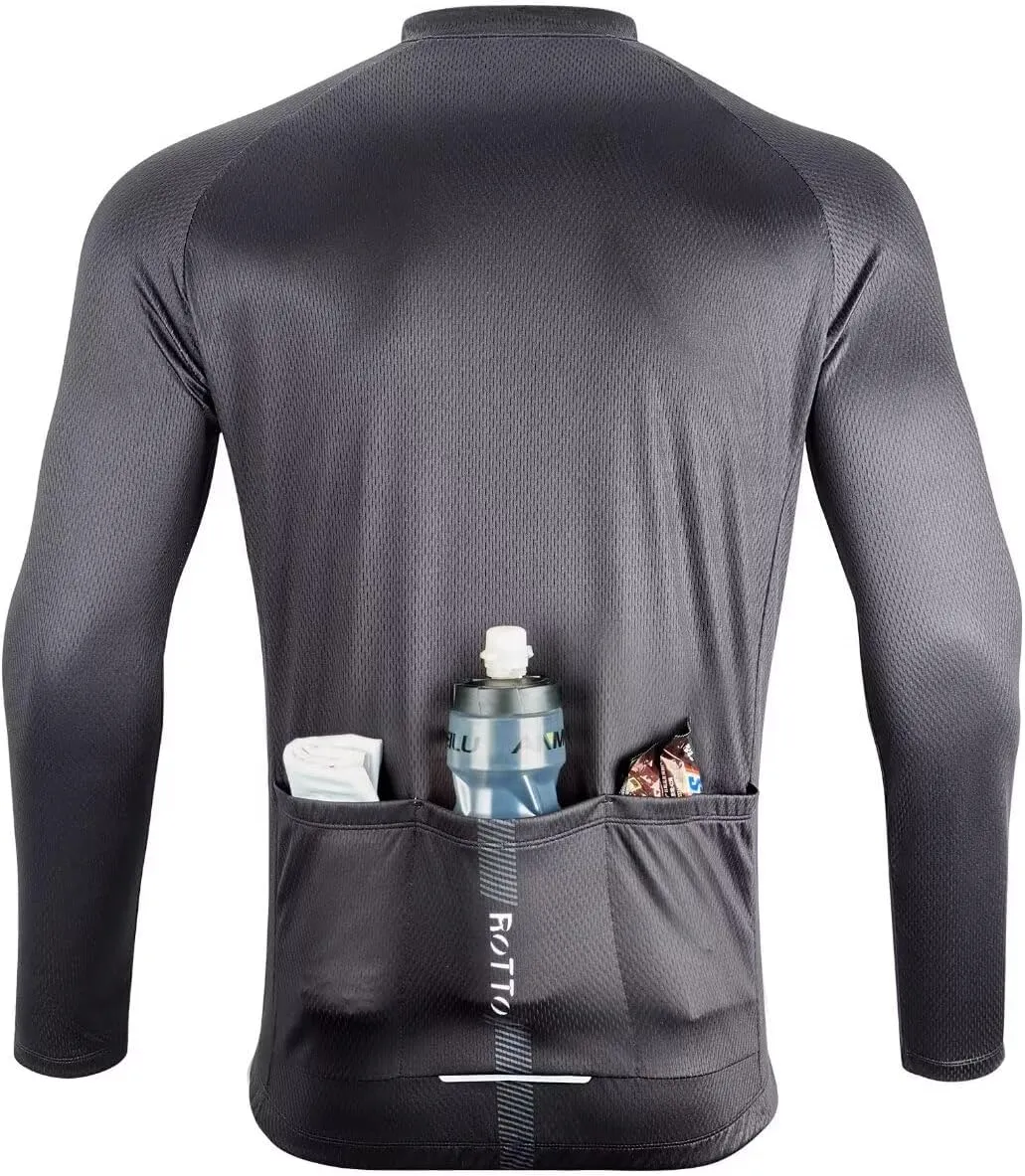 ROTTO Cycling Jersey Mens Bike Shirt Long Sleeve Simple Line Series
