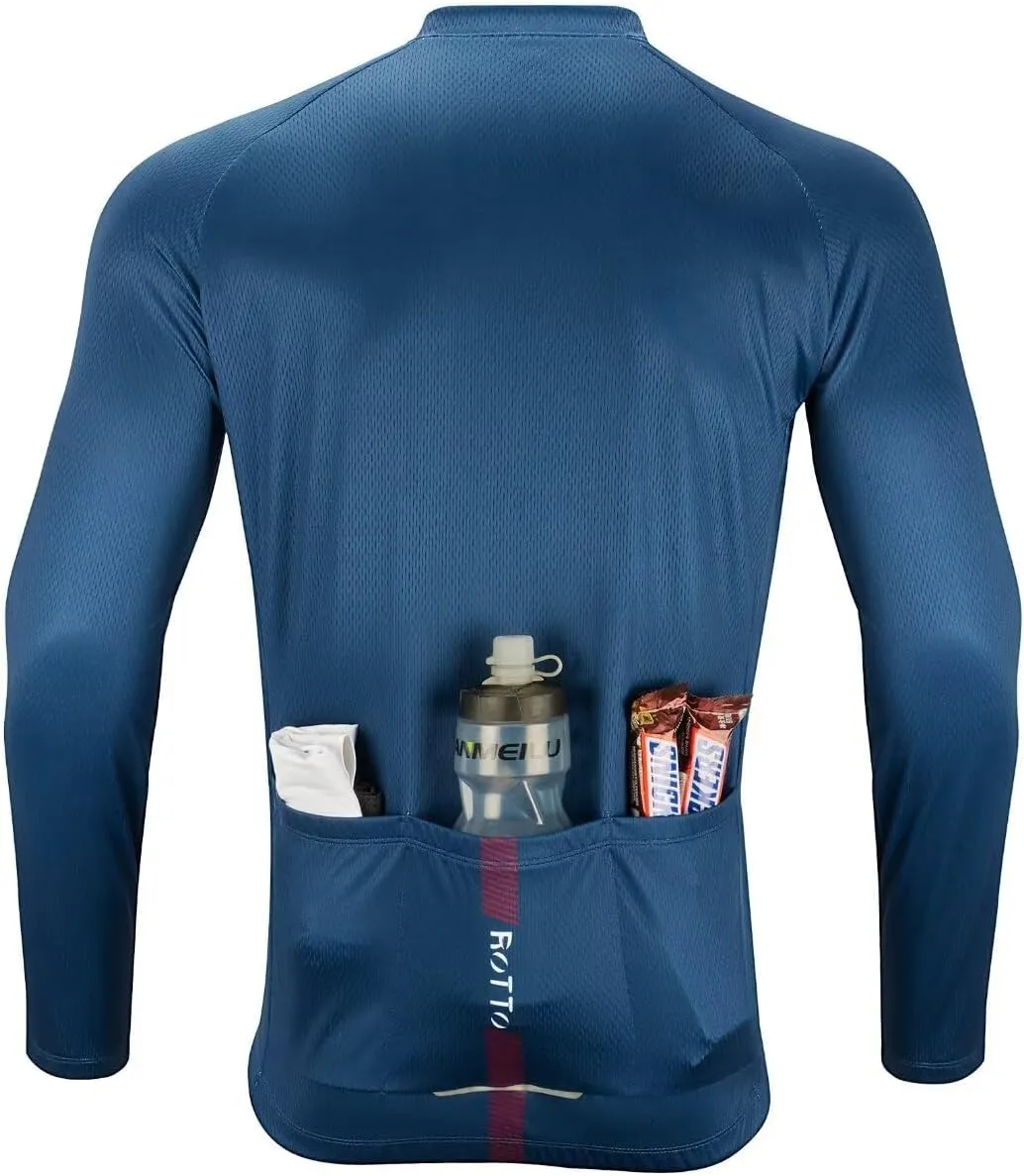 ROTTO Cycling Jersey Mens Bike Shirt Long Sleeve Simple Line Series