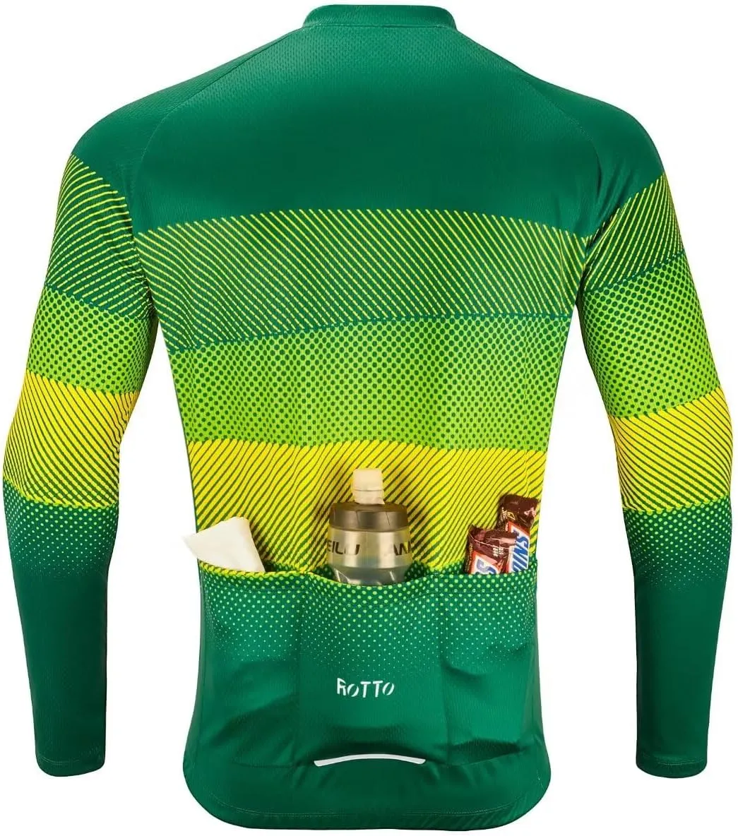ROTTO Cycling Jersey Mens Bike Shirt Long Sleeve Simple Line Series