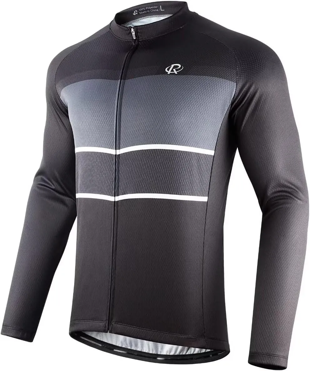 ROTTO Cycling Jersey Mens Bike Shirt Long Sleeve Simple Line Series