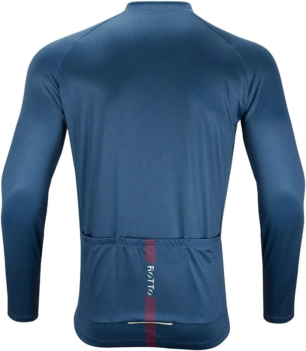 ROTTO Cycling Jersey Mens Bike Shirt Long Sleeve Simple Line Series