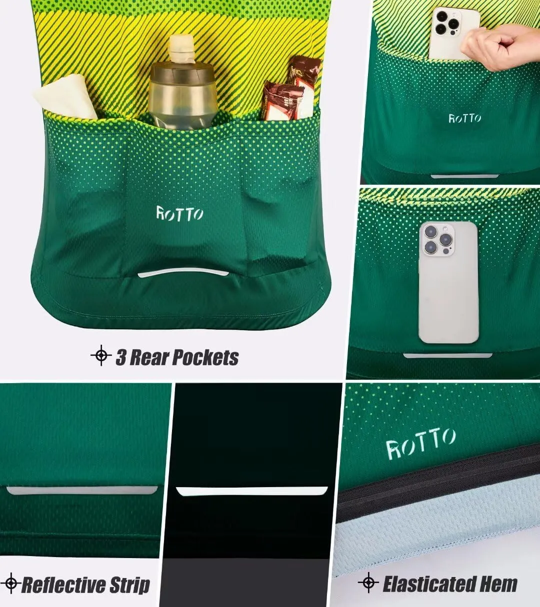 ROTTO Cycling Jersey Mens Bike Shirt Long Sleeve Simple Line Series