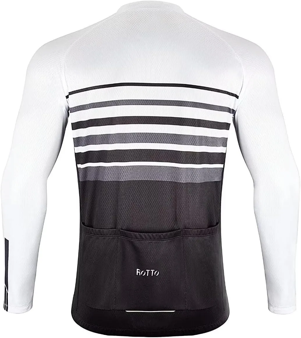ROTTO Cycling Jersey Mens Bike Shirt Long Sleeve Simple Line Series