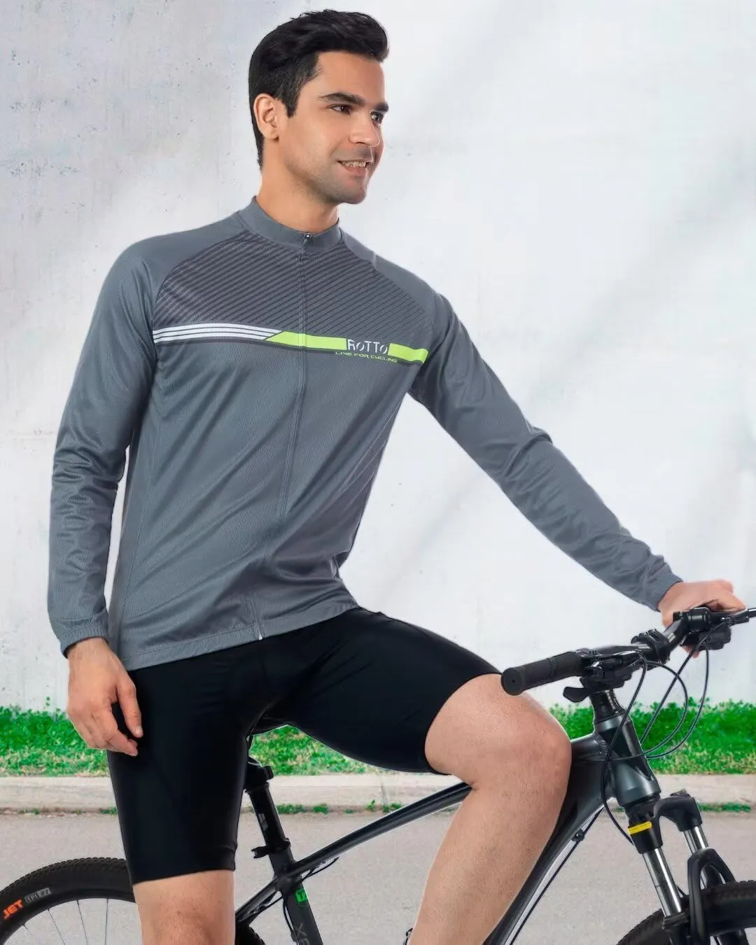 ROTTO Cycling Jersey Mens Bike Shirt Long Sleeve Simple Line Series