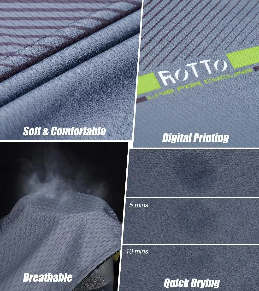 ROTTO Cycling Jersey Mens Bike Shirt Long Sleeve Simple Line Series