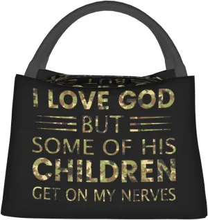 Rqwaaed I Love God But Some Of His Children Get On My Nerves Large Collapsible Insulated Cooler Bag - Leakproof Lunch Tote for Adults