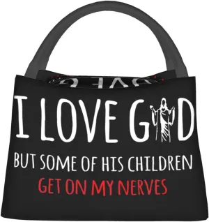 Rqwaaed I Love God But Some Of His Children Get On My Nerves Vintage Large Collapsible Insulated Cooler Bag - Leakproof Lunch Tote for Adults