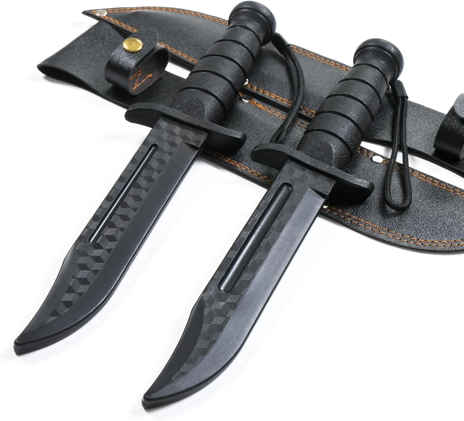 RTCT Polypropylene Training Daggers Leatherneck S/F Trainer (2 Pack) Black Plastic Blade Lightweight Self Defense Safe Easy Fun Cosplay Combat Military Martial Arts Knife Sheath Included
