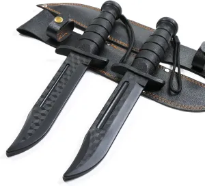 RTCT Polypropylene Training Daggers Leatherneck S/F Trainer (2 Pack) Black Plastic Blade Lightweight Self Defense Safe Easy Fun Cosplay Combat Military Martial Arts Knife Sheath Included