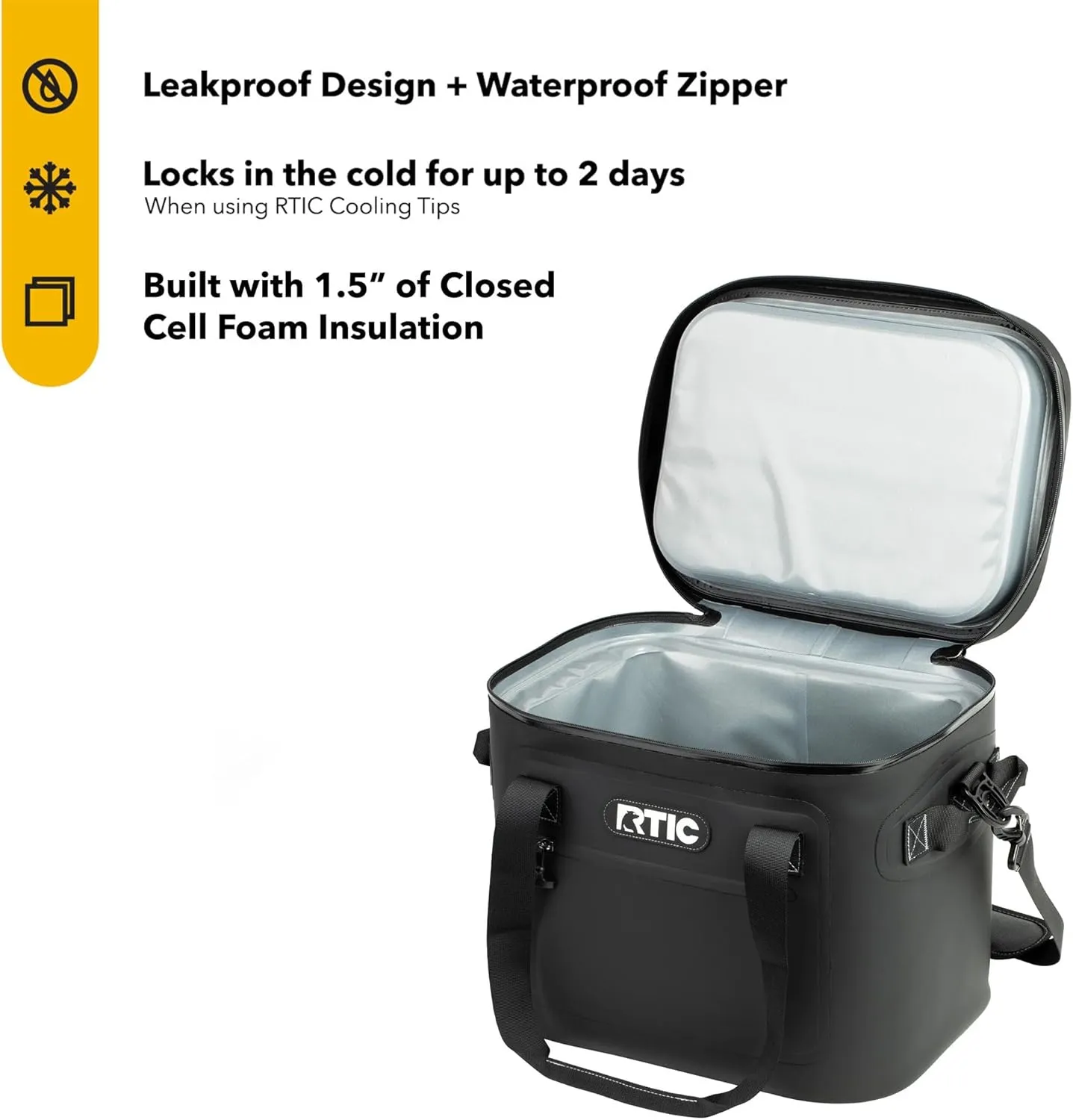 RTIC Ultra-Tough Soft Cooler 30 Can, Insulated Bag Portable Ice Chest Box for Lunch, Beach, Drink, Beverage, Travel, Camping, Picnic, Car, Trips, Floating Cooler Leak-Proof with Zipper
