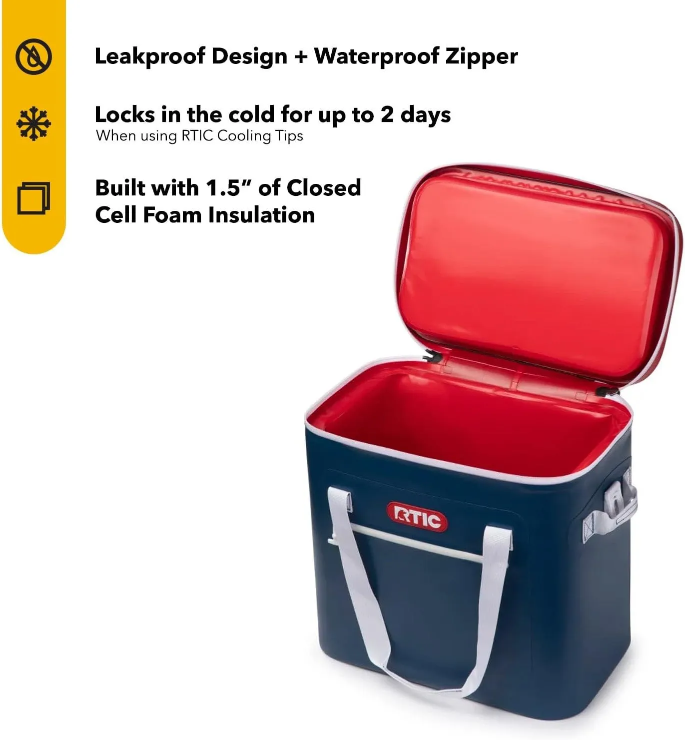 RTIC Ultra-Tough Soft Cooler 40 Can, Insulated Bag Portable Ice Chest Box for Lunch, Beach, Drink, Beverage, Travel, Camping, Picnic, Car, Trips, Floating Cooler Leak-Proof with Zipper