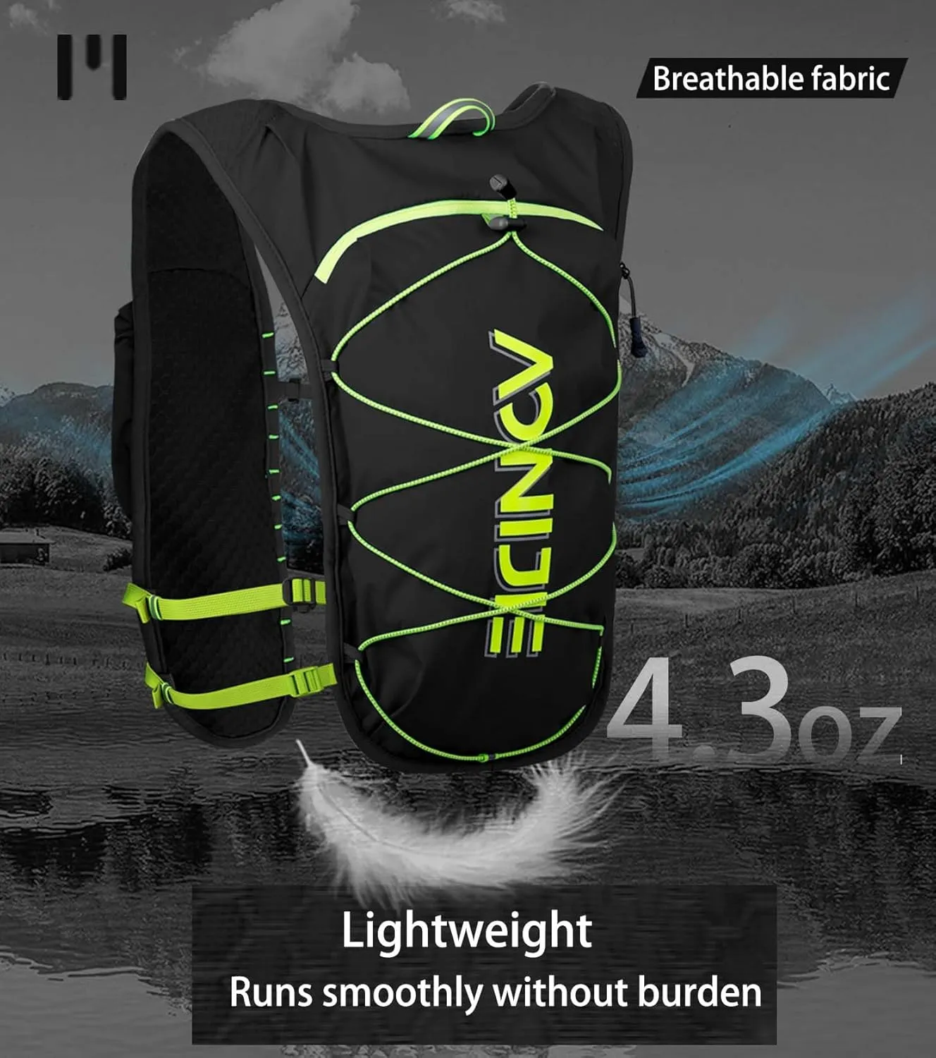 Running Vest for Men Women, Hydration Vest for Running Hiking with Water Bladder and Water Bottles,Nylon,5L Capacity,Lightweight