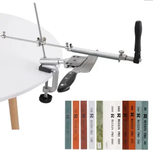 RX-008 Fixed-Angle Knife Sharpener Kit System with 12 Whetstones, Stainless Steel Professional Precision Adjust Knife Sharpener Tool, Complete Angle Adjustable Knife Sharpening System