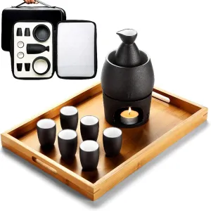 Saki Cups,Crafts Cup Ceramic, Japanese with Storage Bag Sake Cup Set 9 Pieces with Tray Traditional Porcelain Pottery Ceramic Cups Crafts Wine Glasses,10 Pieces of B