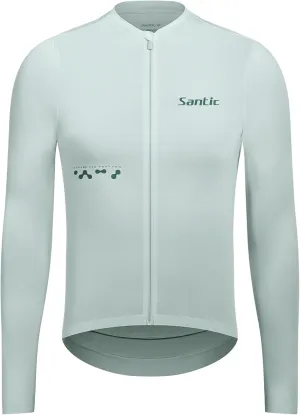 Santic Men's Cycling Jersey Long Sleeve Pro Bicycle Bike Shirt Full Zipper UPF 50  MTB Jersey with Pockets
