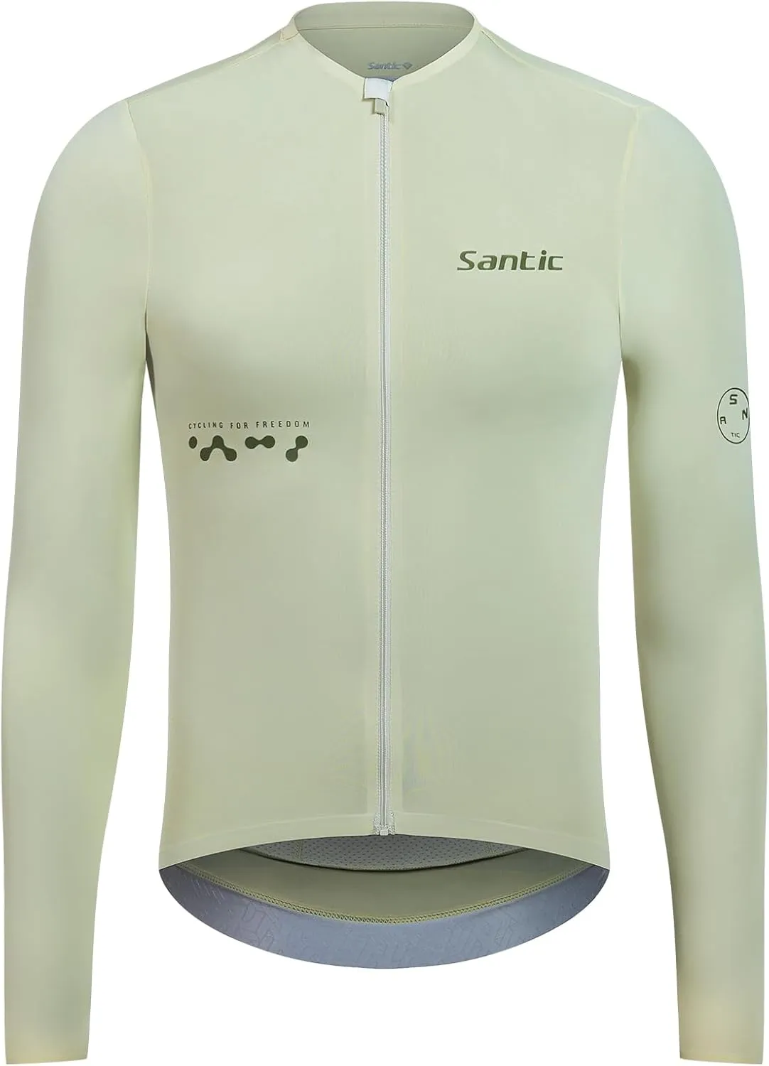 Santic Men's Cycling Jersey Long Sleeve Pro Bicycle Bike Shirt Full Zipper UPF 50  MTB Jersey with Pockets