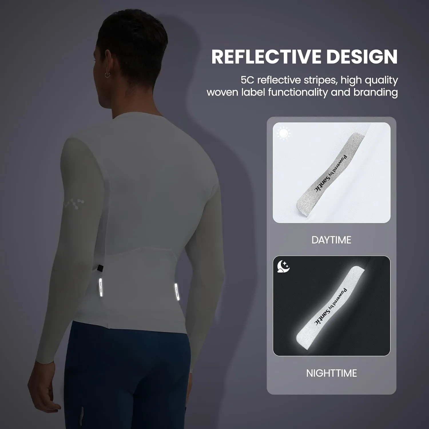 Santic Men's Cycling Jersey Long Sleeve Pro Road Bike Shirt Full Zipper UPF 50  MTB Jersey with Pockets