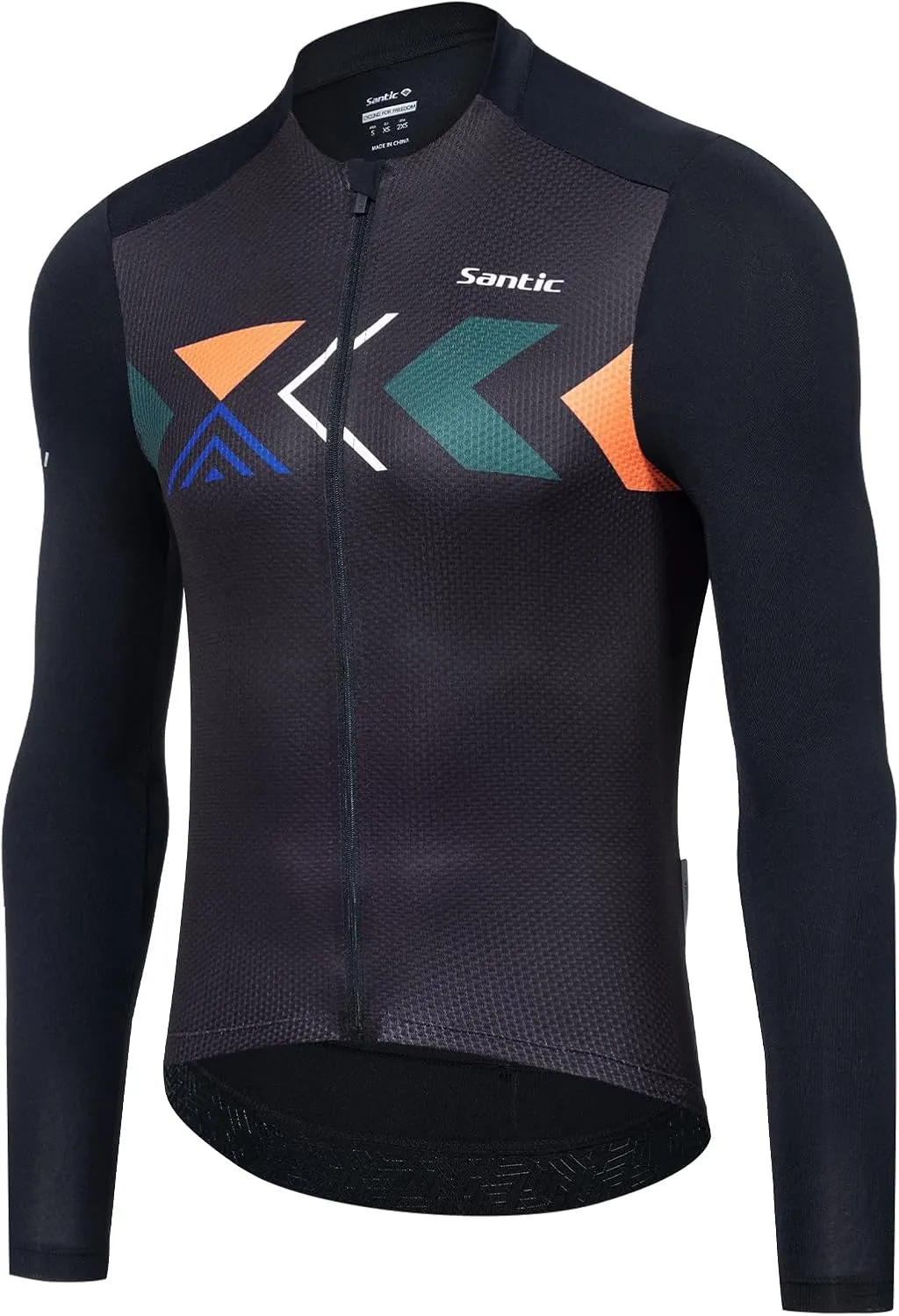 Santic Men's Cycling Jersey Long Sleeve Top Road Bike Shirt Full Zipper UPF 50  MTB Jersey with Pockets