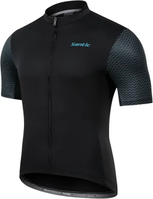 Santic Men's Cycling Jersey Short Sleeve Tops Pro Road Bike Shirt Full Zipper UPF 50  MTB Jersey with Pockets