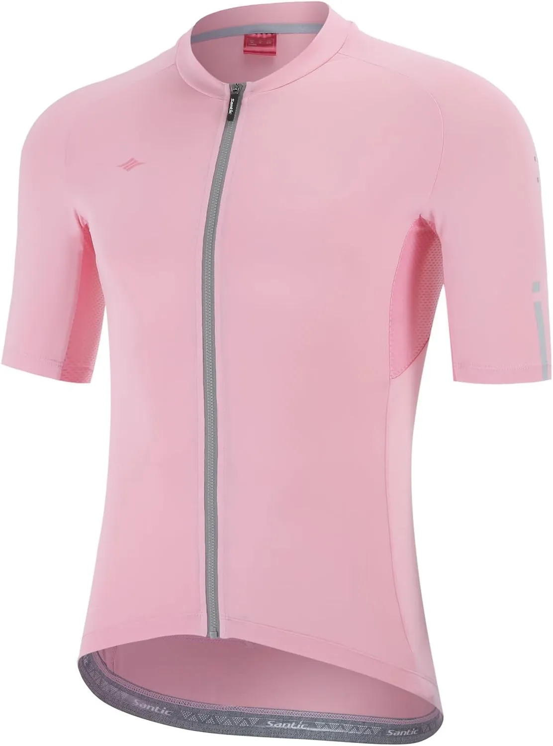 Santic Men's Cycling Jersey Short Sleeve Tops Pro Road Bike Shirt Full Zipper UPF 50  MTB Jersey with Pockets