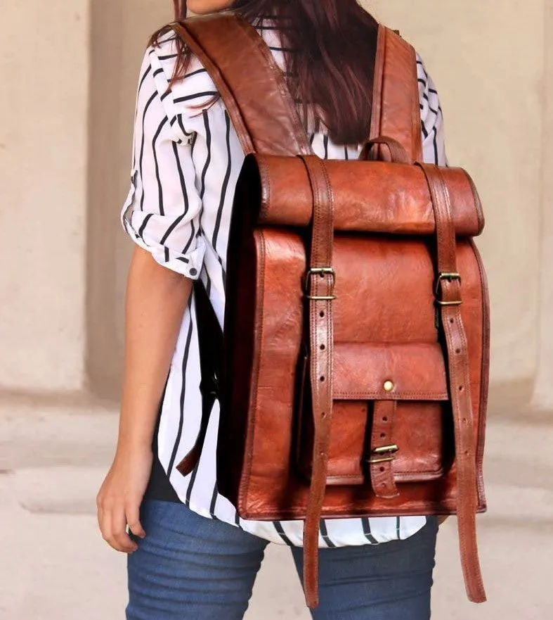 Sasa Roll Top Leather Backpack