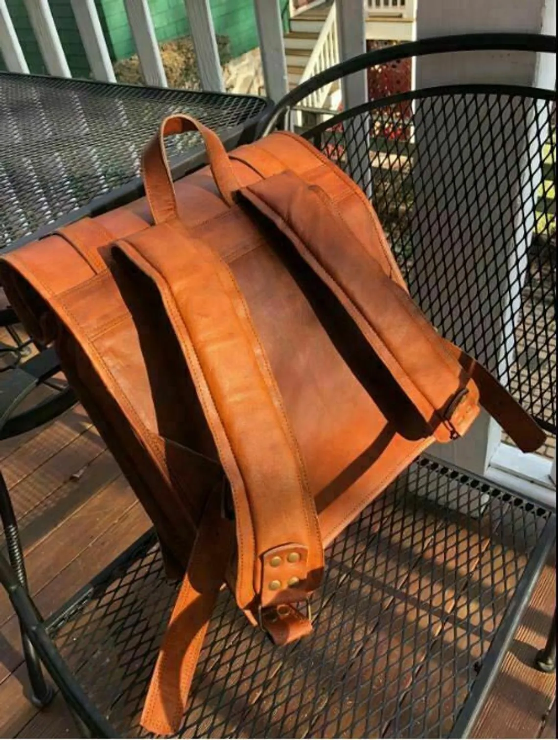 Sasa Roll Top Leather Backpack