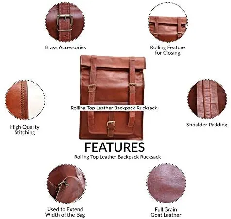 Sasa Roll Top Leather Backpack