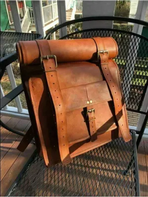 Sasa Roll Top Leather Backpack
