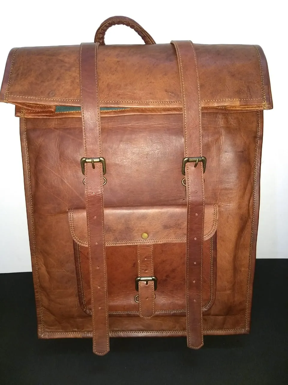 Sasa Roll Top Leather Backpack
