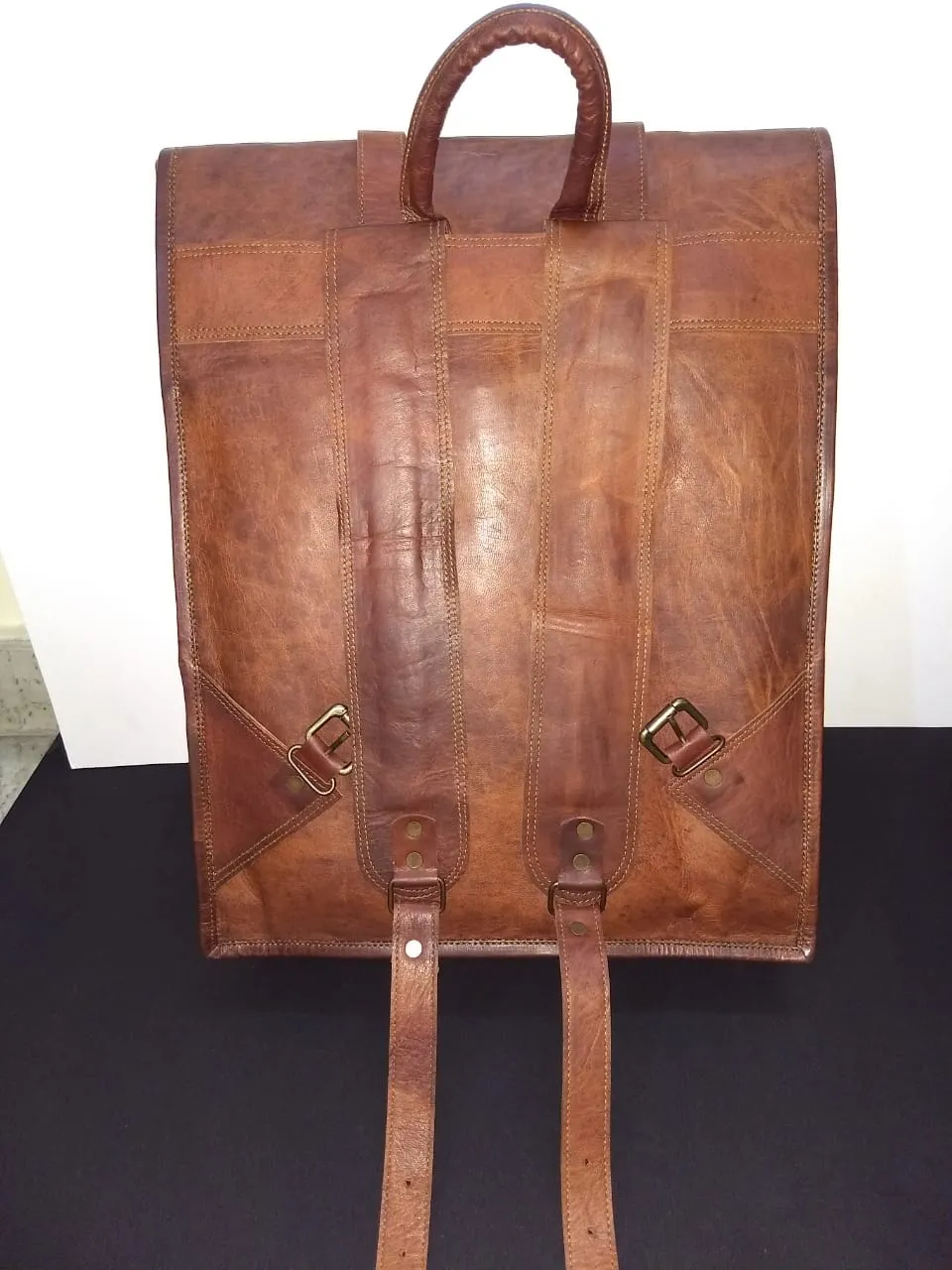 Sasa Roll Top Leather Backpack