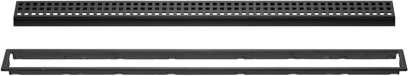 Schluter Kerdi-Line Matte Black Grate Assembly for Tile and Stone Coverings - Adjustable, Square Perforated Design - 3/4" Frame, 48" Length - KL1B19MGS120
