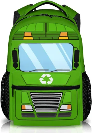 School Backpacks for Children, 17" Garbage Truck Backpack for Kids Boys, Lightweight Cartoon Garbage Truck Bookbag for Kindergarten Primary, Back to School Essentials Gifts