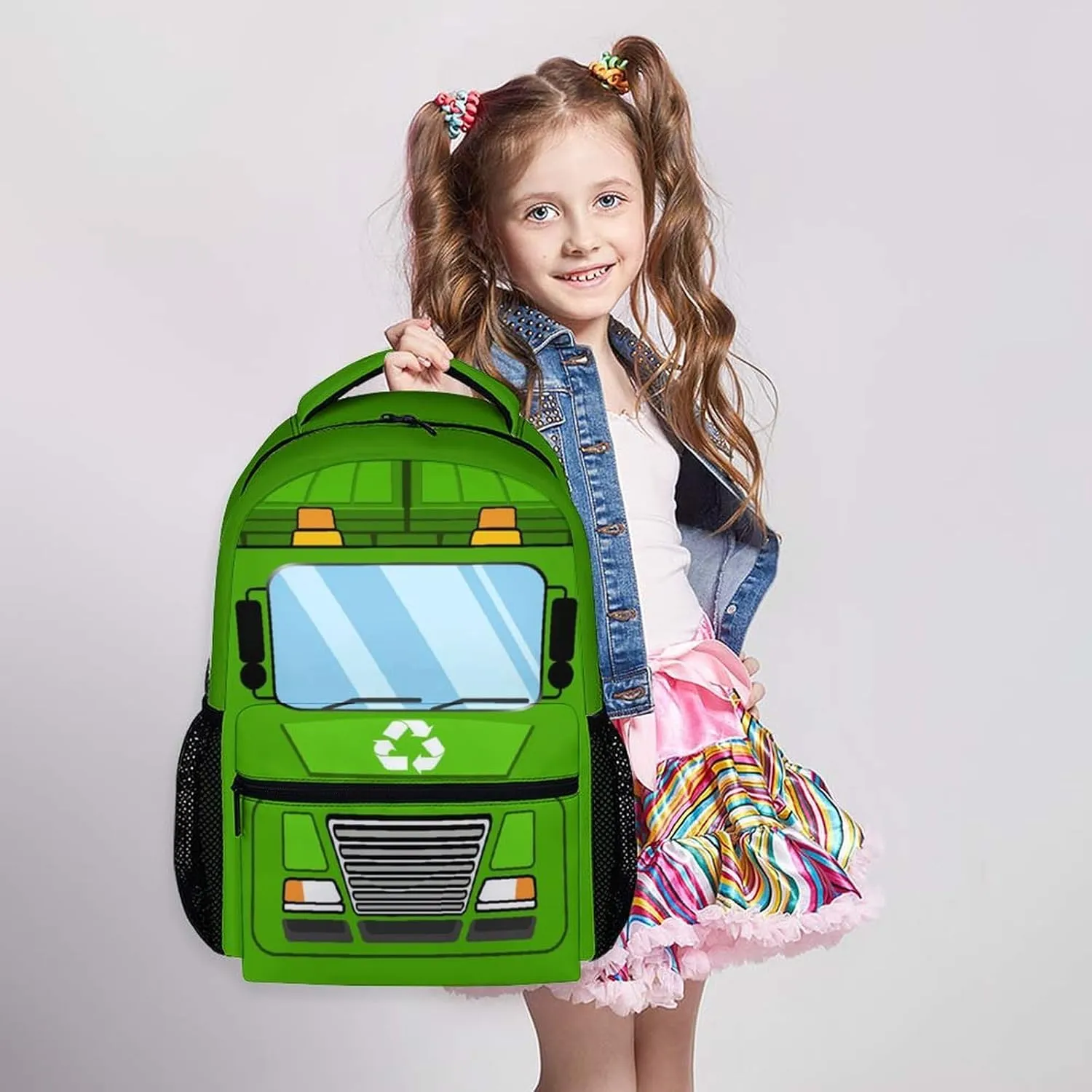 School Backpacks for Children, 17" Garbage Truck Backpack for Kids Boys, Lightweight Cartoon Garbage Truck Bookbag for Kindergarten Primary, Back to School Essentials Gifts