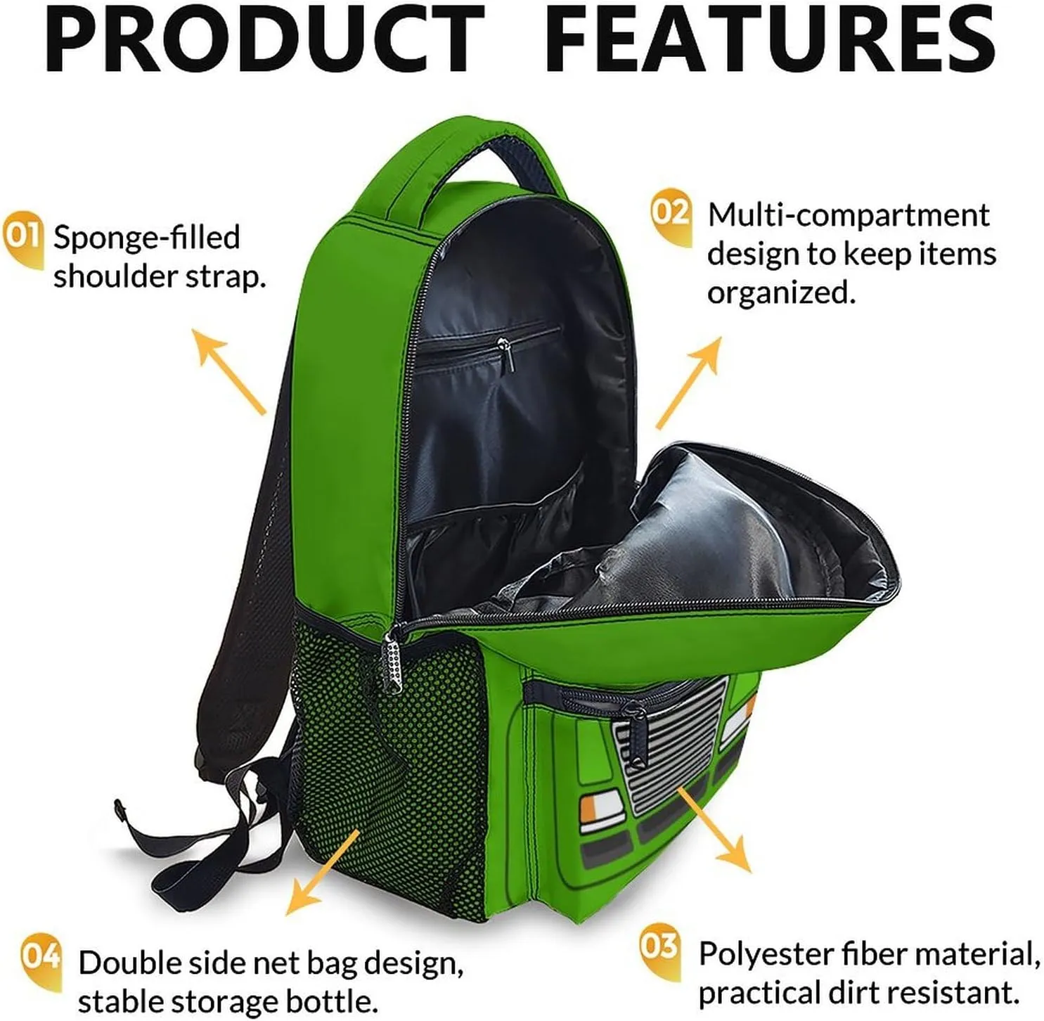 School Backpacks for Children, 17" Garbage Truck Backpack for Kids Boys, Lightweight Cartoon Garbage Truck Bookbag for Kindergarten Primary, Back to School Essentials Gifts