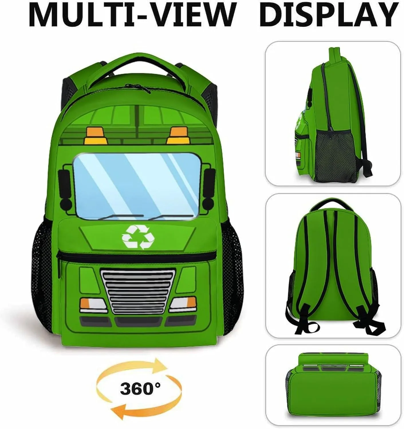 School Backpacks for Children, 17" Garbage Truck Backpack for Kids Boys, Lightweight Cartoon Garbage Truck Bookbag for Kindergarten Primary, Back to School Essentials Gifts