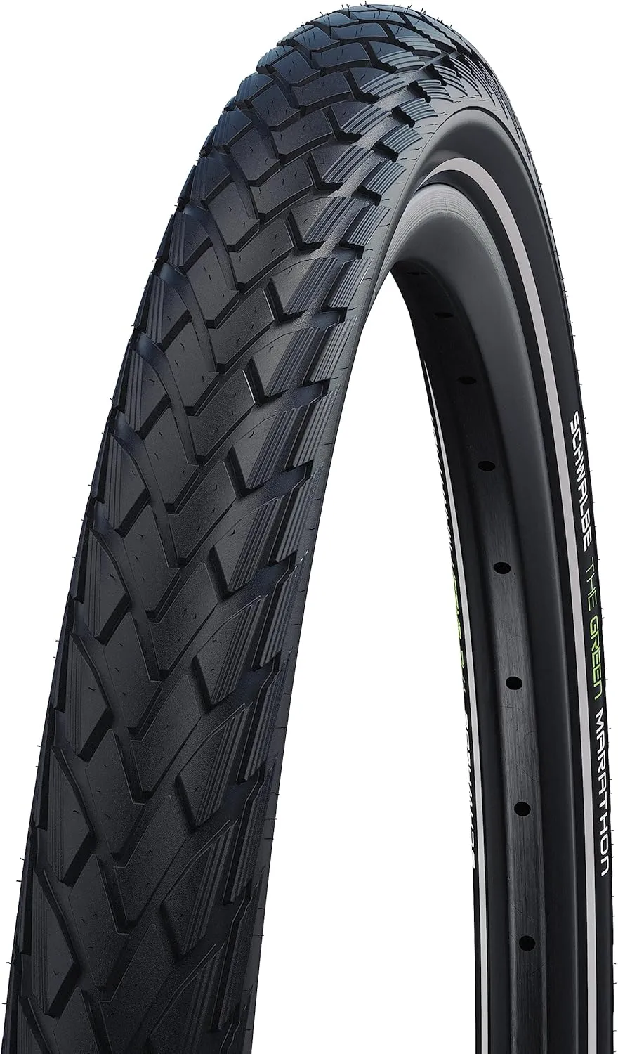 Schwalbe Green Marathon Tire - 27 x 1-1/4, Clincher, Wire, Black/Reflective, Performance Line, GreenGuard, TwinSkin,