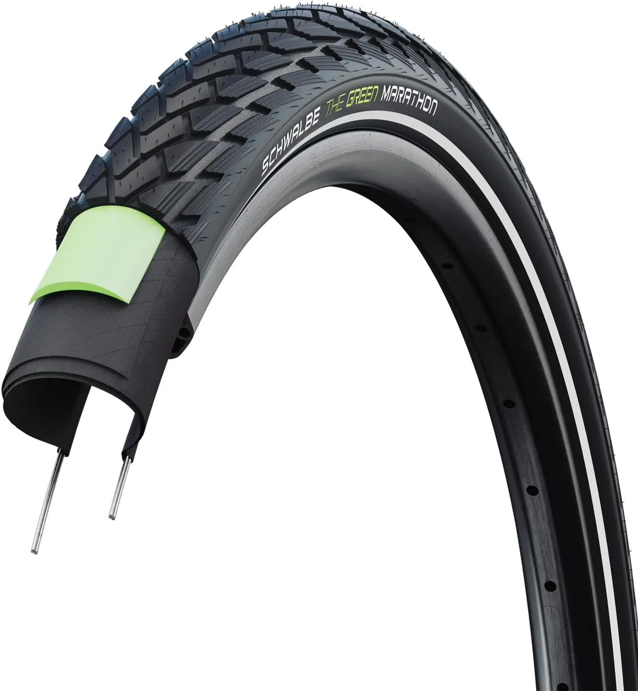 Schwalbe Green Marathon Tire - 700 x 32, Clincher, Wire, Black/Reflective, Performance Line, GreenGuard, TwinSkin, Addix